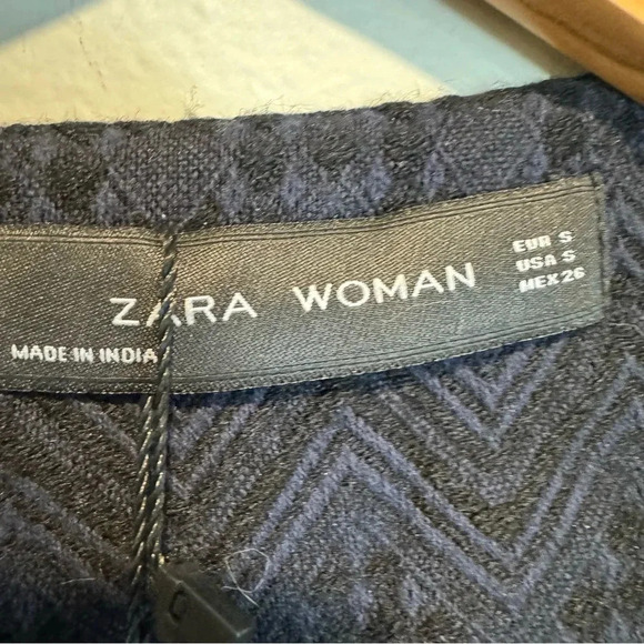 Zara Jacquard Kimono Jacket Tassel Boho Blue S - Picture 4 of 6